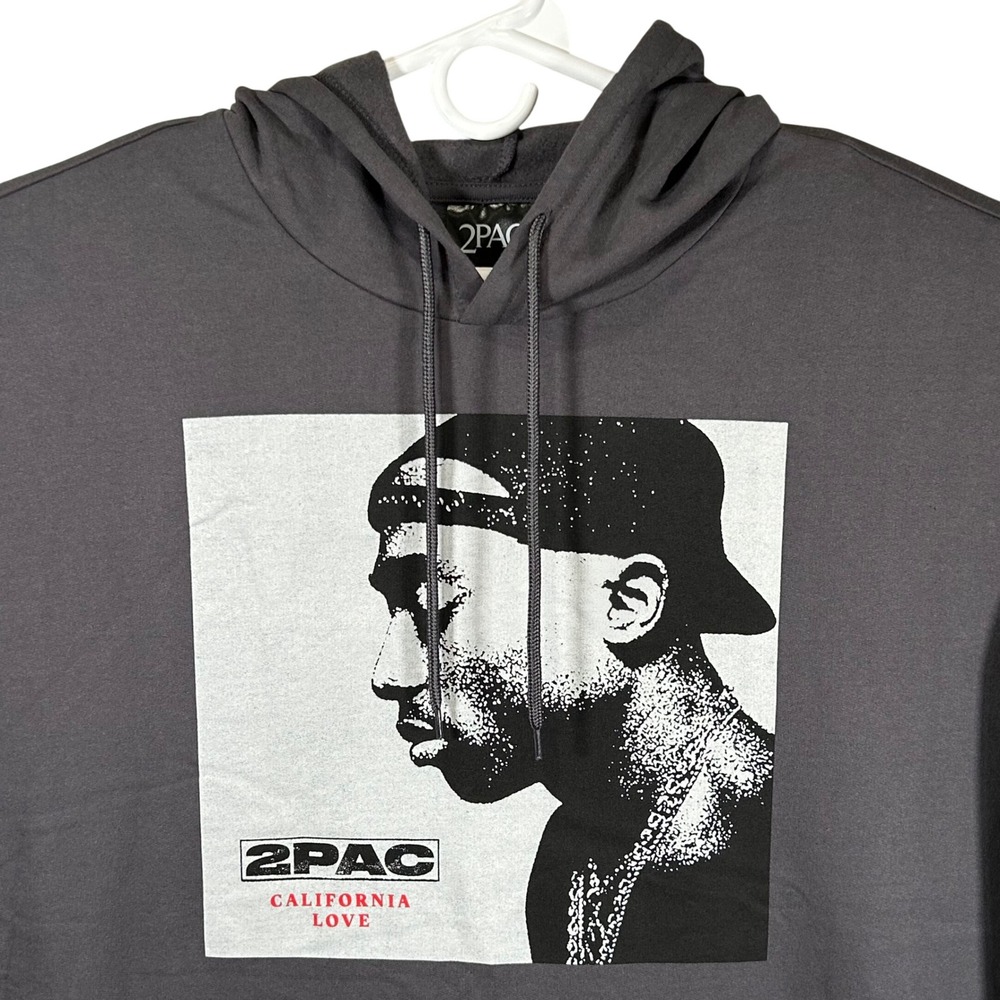 2Pac California Love Graphic Hoodie Volcanic Ash Grey Mens Size 2XL New